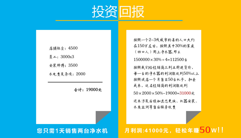 加盟柏佳净水器投资与回报